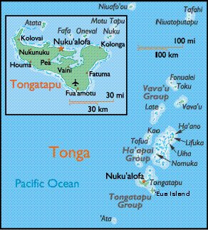 Map of Tonga with close up of Tongatapu